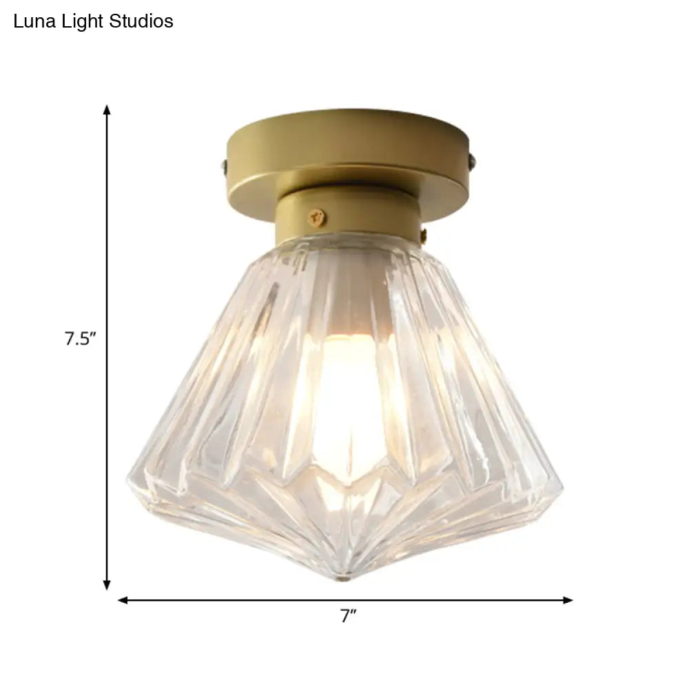Colonial Clear Glass Scalloped Ceiling Fixture For Kitchen 6.5/7 W