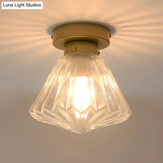 Colonial Clear Glass Scalloped Ceiling Fixture For Kitchen 6.5’/7’ W