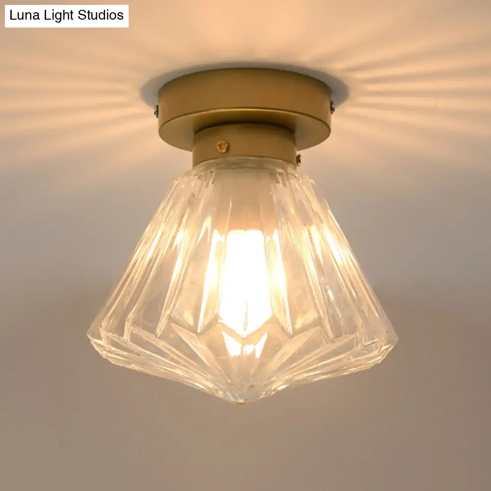 Colonial Clear Glass Scalloped Ceiling Fixture For Kitchen 6.5/7 W