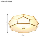 Colonial Flush Mount Lamp: White Sandblasted Glass Octagon Ceiling Fixture 3/4 Heads 14’/18’ W