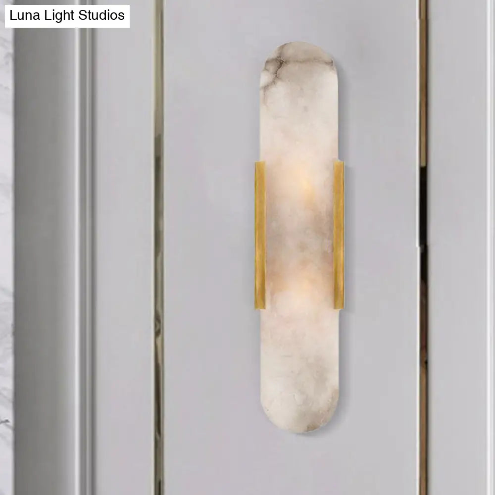 Colonial Gold/Black Marble Wall Sconce Lighting For Dining Room - 2 Bulbs Bar Flush Mount