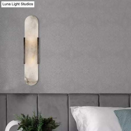 Colonial Gold/Black Marble Wall Sconce Lighting For Dining Room - 2 Bulbs Bar Flush Mount