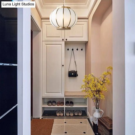 Colonial Lantern Pendant Chandelier For Bedroom White Glass 16/19.5 Width 3/6 Heads
