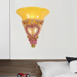 Colonial Style Yellow Glass Wall Sconce Light With Trumpet Shape Bulb