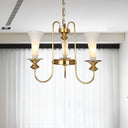 Colonial White Glass Floral Chandelier Light With Gold Accent - 3/6/8 Head Living Room Hanging Lamp