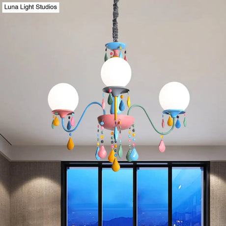 Colorful Curved Chandelier Lights: Pink And Yellow Metallic Pendant Lamp With Or Without Shade