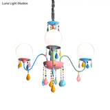 Colorful Curved Chandelier Lights: Pink And Yellow Metallic Pendant Lamp With Or Without Shade
