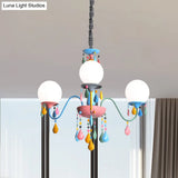 Colorful Curved Chandelier Lights: Pink And Yellow Metallic Pendant Lamp With Or Without Shade
