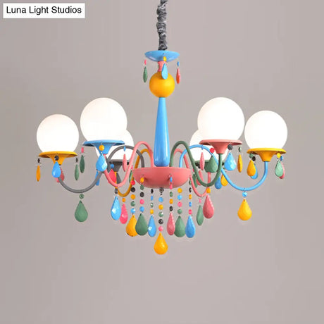 Colorful Curved Chandelier Lights: Pink And Yellow Metallic Pendant Lamp With Or Without Shade