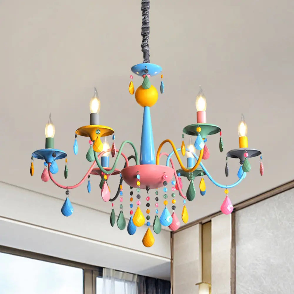 Colorful Curved Chandelier Lights: Pink And Yellow Metallic Pendant Lamp With Or Without Shade 6 /