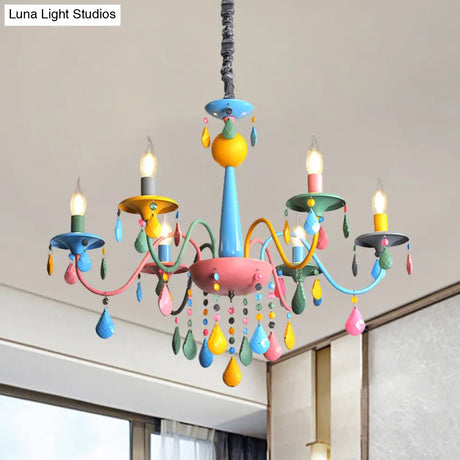 Colorful Curved Chandelier Lights: Pink And Yellow Metallic Pendant Lamp With Or Without Shade