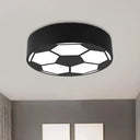 Colorful Football Flushmount Children’s Led Ceiling Light With Acrylic Shade Black