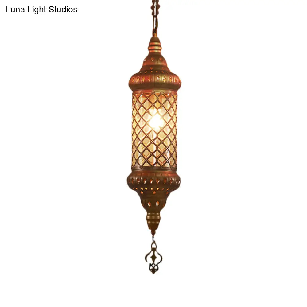 Colorful Glass Lantern Pendant Light For Restaurant - Traditional Design