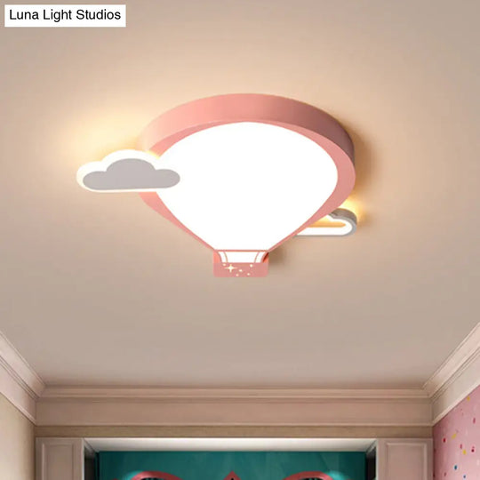 Colorful Hot Air Balloon Ceiling Light - Led Flushmount Lamp In 18/21.5 Width Pink / 18