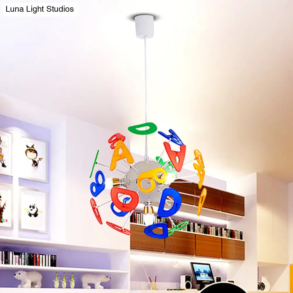 Colorful Kids Globe Ceiling Pendant Light With 4 Plastic Lights For Nursing Room