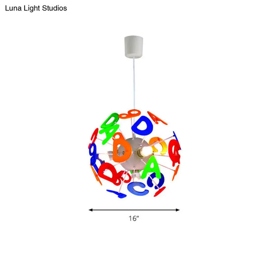 Colorful Kids Globe Ceiling Pendant Light With 4 Plastic Lights For Nursing Room