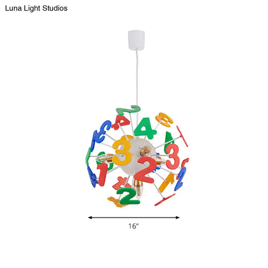 Colorful Kids Globe Ceiling Pendant Light With 4 Plastic Lights For Nursing Room