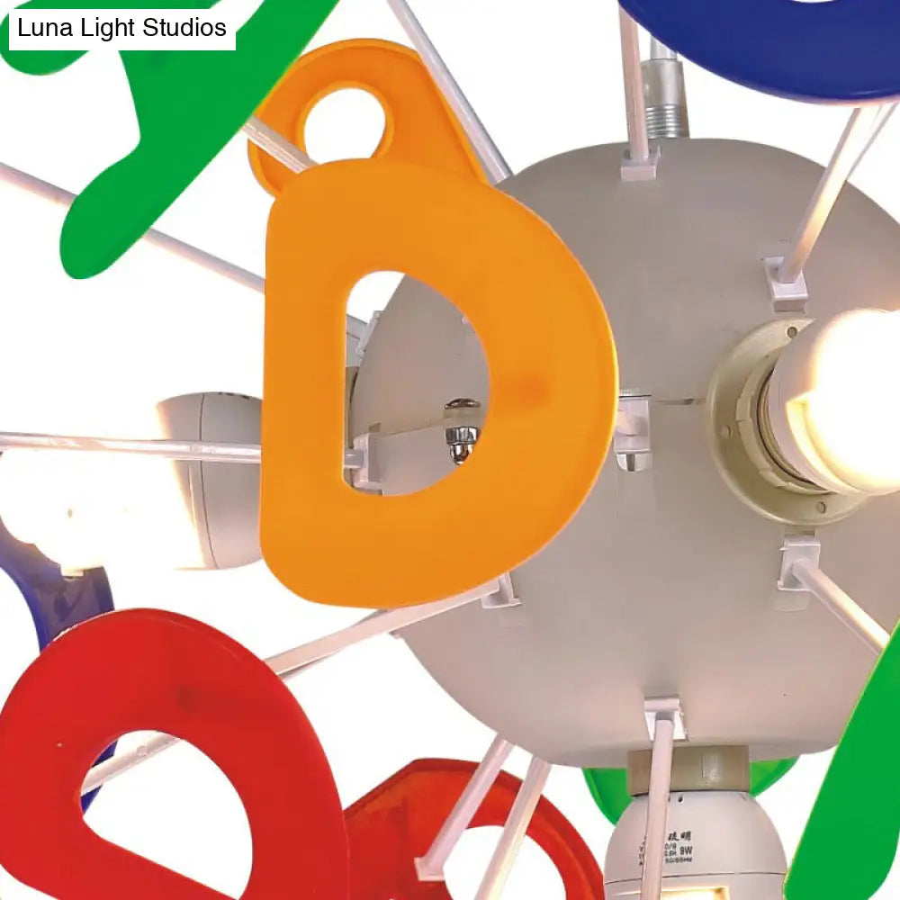 Colorful Kids Globe Ceiling Pendant Light With 4 Plastic Lights For Nursing Room