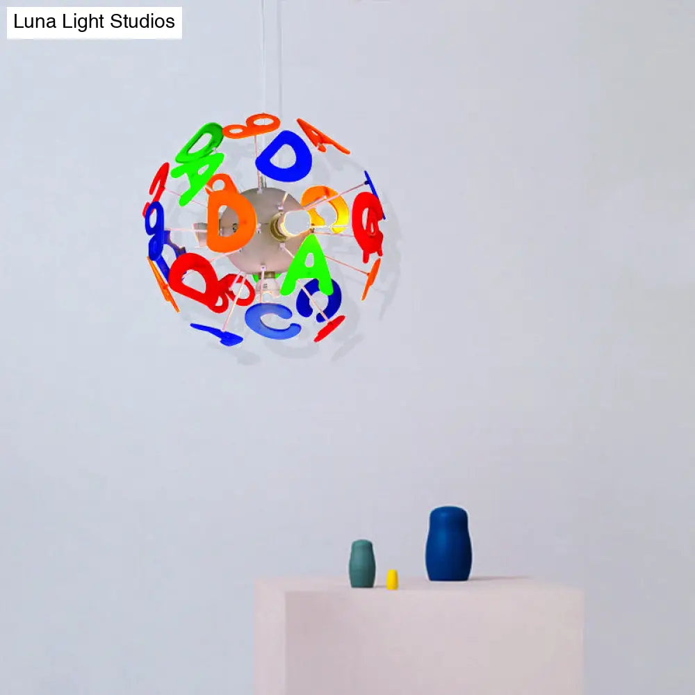 Colorful Kids Globe Ceiling Pendant Light With 4 Plastic Lights For Nursing Room