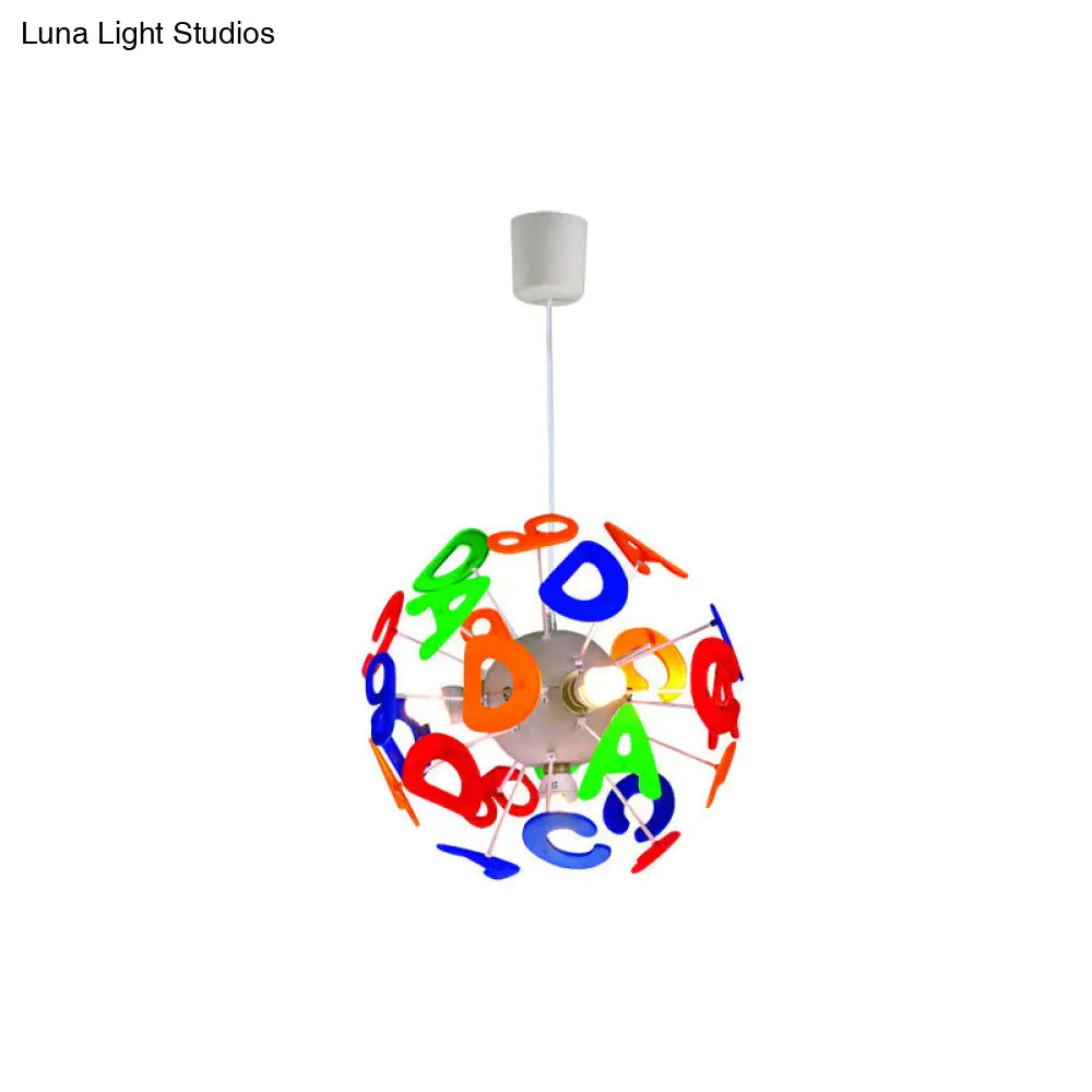 Colorful Kids Globe Ceiling Pendant Light With 4 Plastic Lights For Nursing Room