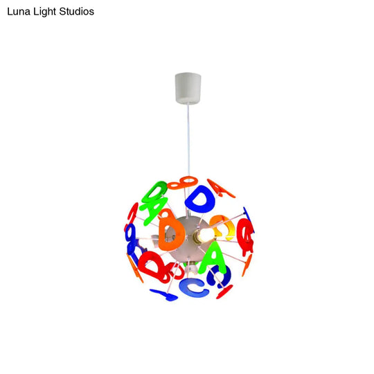 Colorful Kids Globe Ceiling Pendant Light With 4 Plastic Lights For Nursing Room
