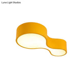 Colorful Led Flush Mount Lamp For Kids’ Corridors - Red/Yellow/Blue Finish With Gourd Acrylic Shade