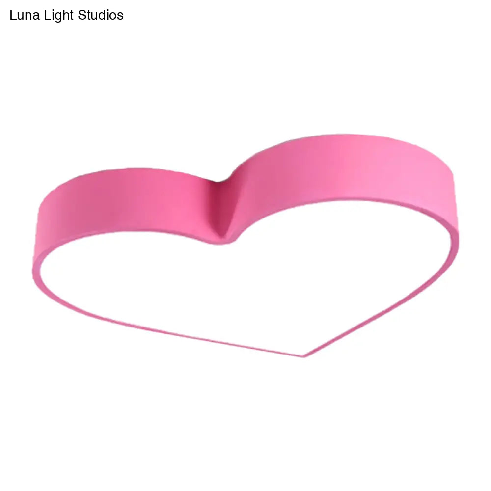 Colorful Led Heart Flush Mount Ceiling Light For Parlor With Minimalistic Acrylic Design
