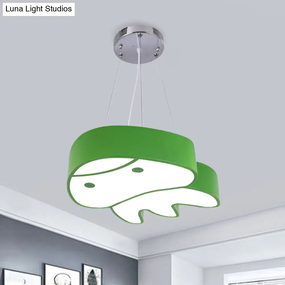 Colorful Led Suspension Light With Acrylic Jellyfish Shade - Cartoon Style Ceiling Chandelier