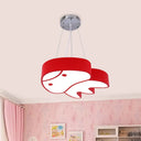 Colorful Led Suspension Light With Acrylic Jellyfish Shade - Cartoon Style Ceiling Chandelier Red