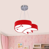 Colorful Led Suspension Light With Acrylic Jellyfish Shade - Cartoon Style Ceiling Chandelier Red