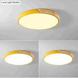 Colorful Nordic Wood Led Ceiling Lights Yellow / 30Cm 18W Warm White