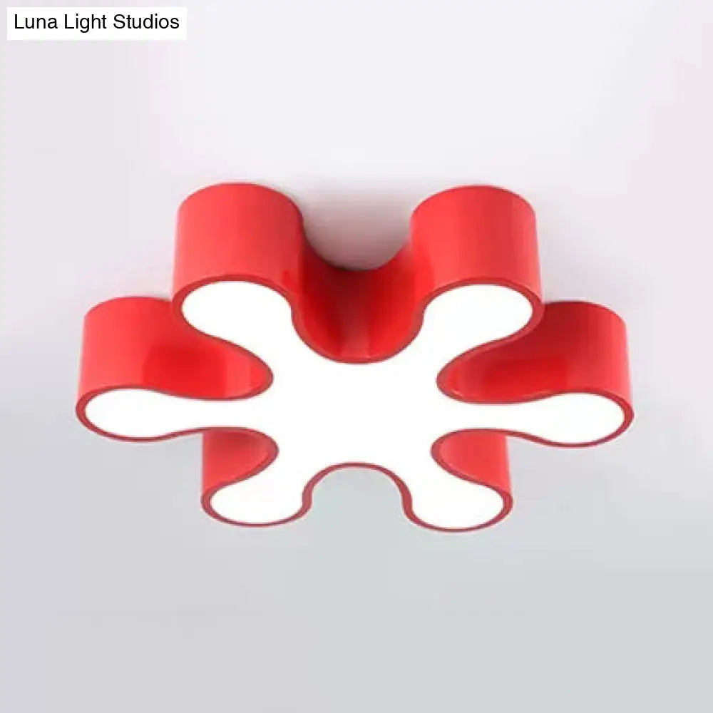Colorful Petal Acrylic Led Ceiling Lamp For Kindergarten - Red/Yellow/Blue/Green 19.5/23.5 W Red /