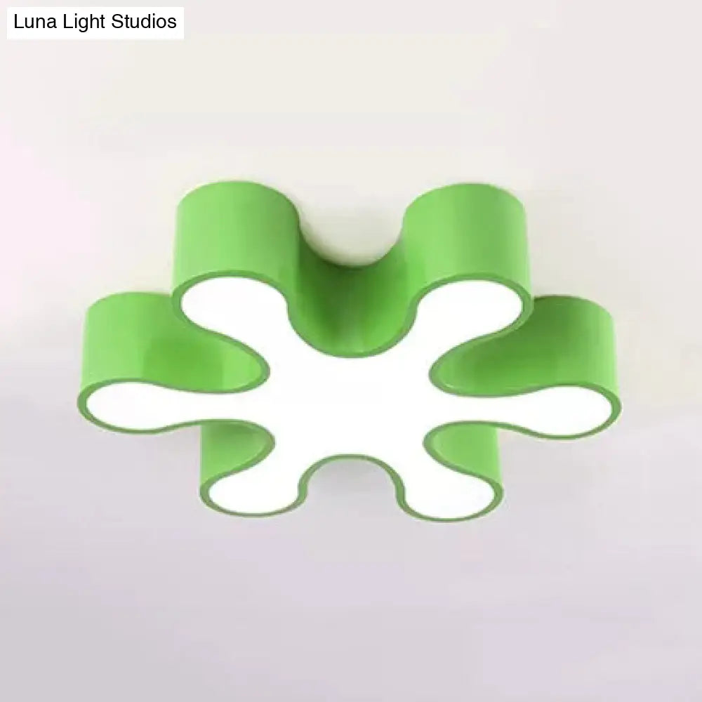 Colorful Petal Acrylic Led Ceiling Lamp For Kindergarten - Red/Yellow/Blue/Green 19.5/23.5 W Green /