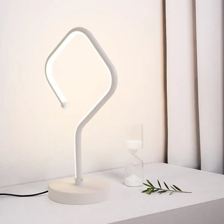 Compact White Led Desk Lamp With Acrylic Shade In Warm/White Light - Minimalist Table /
