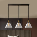 Cone/Bowl Smoked Glass Industrial Pendant Hanging Lamp - 3-Light Coffee Shop Fixture With