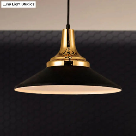 Conic Metal Pendant Lighting - Nordic Style 1 Light Black/White 9.5’/14’ Width
