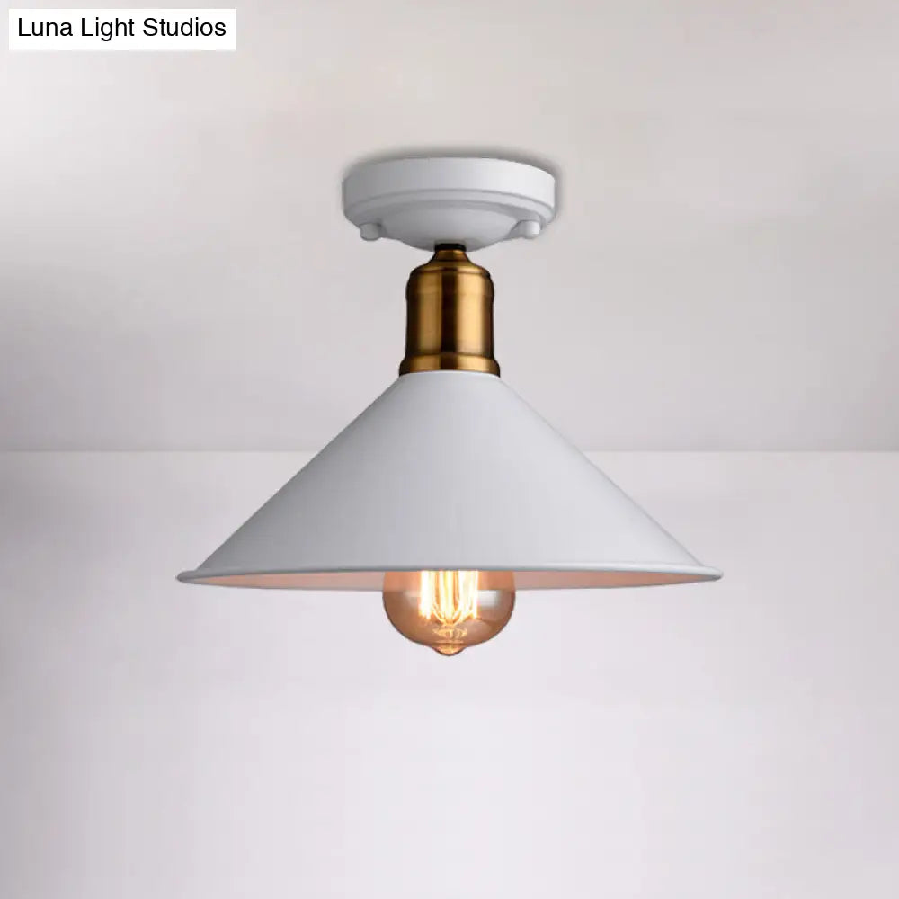 Conic Semi - Flush Mount Vintage Light - Stylish Black/White Metallic Ceiling Lighting