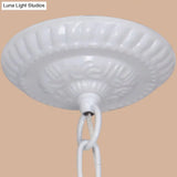 Conical Chandelier With Metal Chain & 3 Lights - Tiffany Stained Glass Foyer Lighting (White/Blue)
