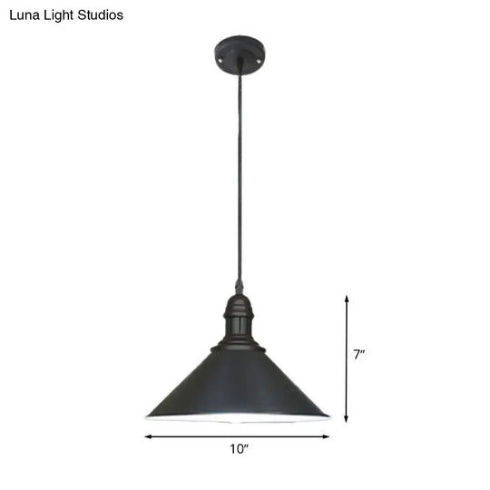 Farmhouse Style Metal Ceiling Pendant Black/White Finish Indoor Hanging Light Fixture