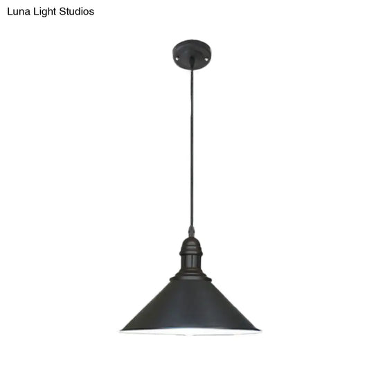 Farmhouse Style Metal Ceiling Pendant Black/White Finish Indoor Hanging Light Fixture