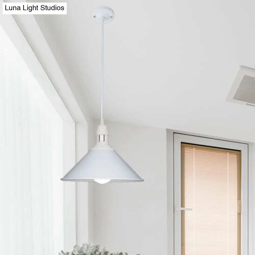 Farmhouse Style Metal Ceiling Pendant Black/White Finish Indoor Hanging Light Fixture