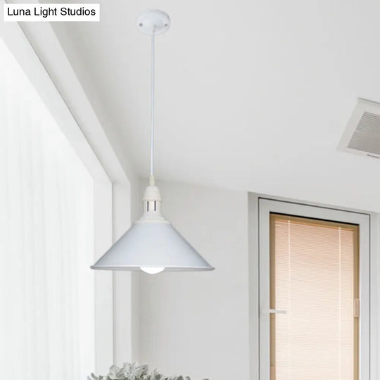 Farmhouse Style Metal Ceiling Pendant Black/White Finish Indoor Hanging Light Fixture