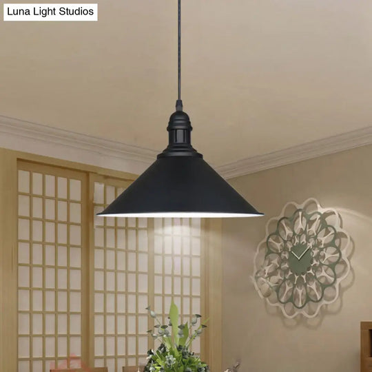 Farmhouse Style Metal Ceiling Pendant Black/White Finish Indoor Hanging Light Fixture