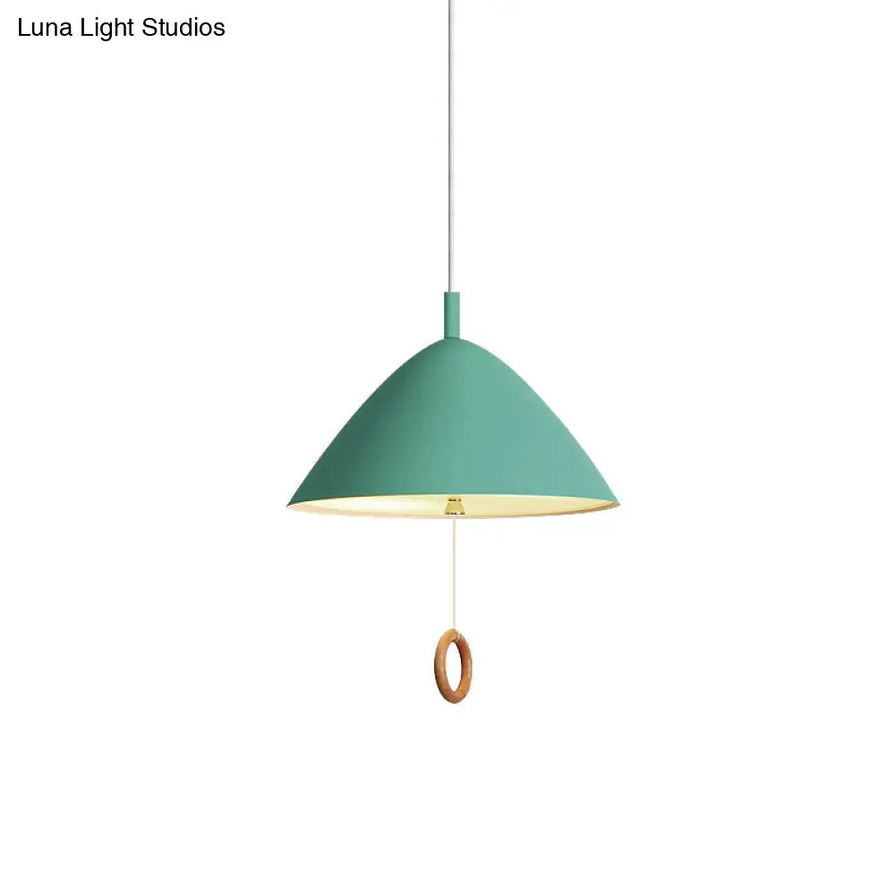 Conical Pendant Lamp: Minimalistic Metal And Macaron Design For Living Room