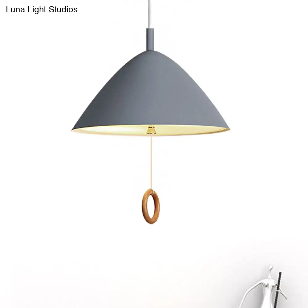 Conical Pendant Lamp: Minimalistic Metal And Macaron Design For Living Room
