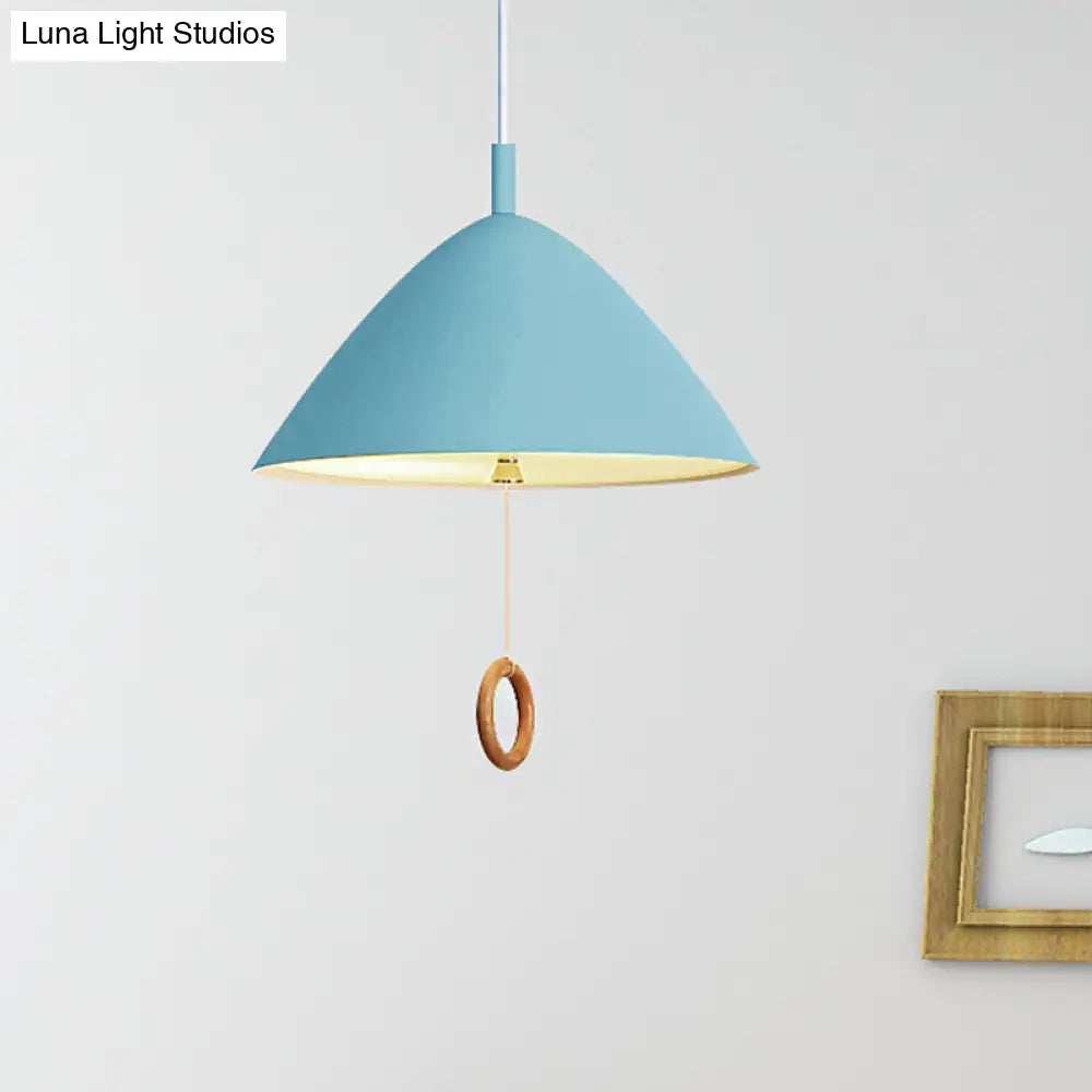 Conical Pendant Lamp: Minimalistic Metal And Macaron Design For Living Room