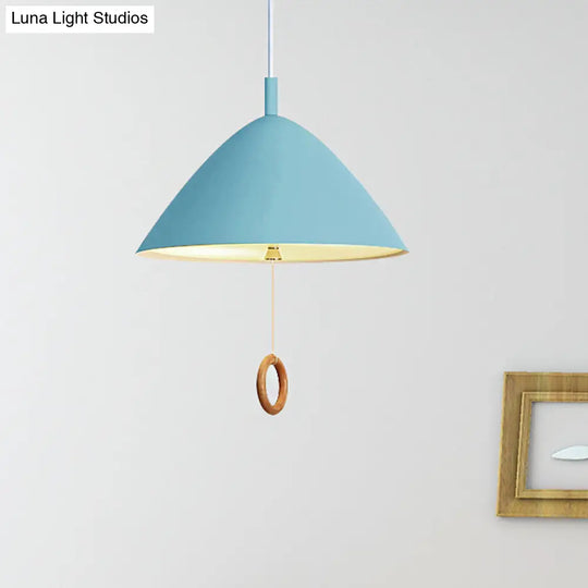 Conical Pendant Lamp: Minimalistic Metal And Macaron Design For Living Room