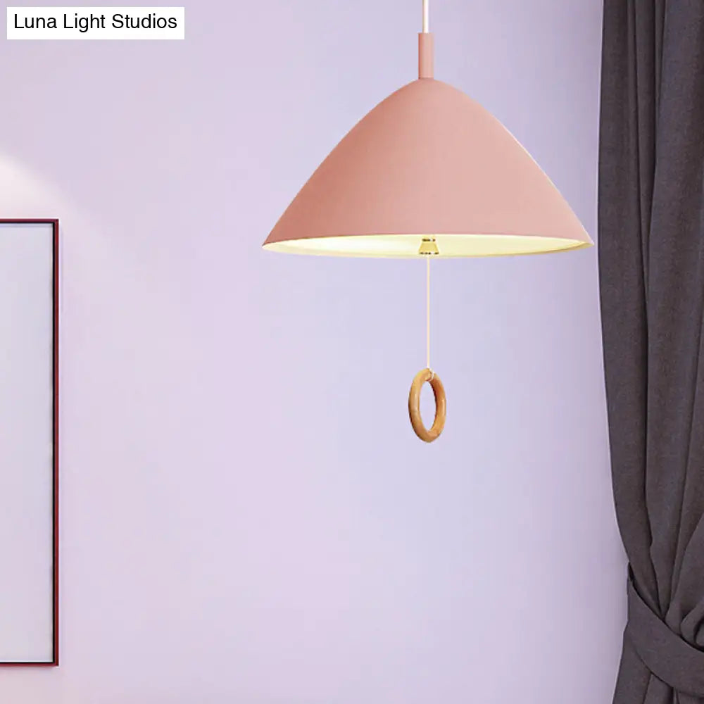 Conical Pendant Lamp: Minimalistic Metal And Macaron Design For Living Room