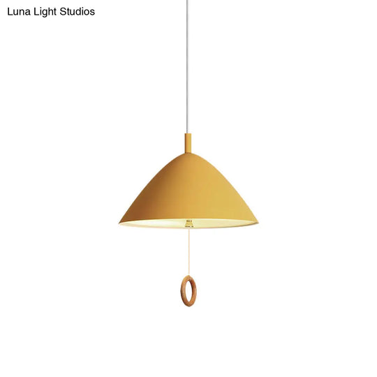 Conical Pendant Lamp: Minimalistic Metal And Macaron Design For Living Room