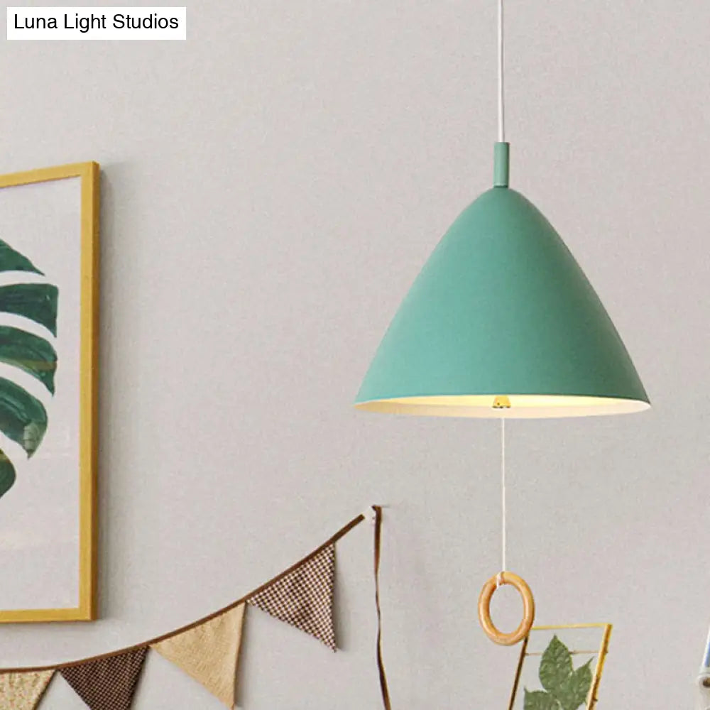 Conical Pendant Lamp: Minimalistic Metal And Macaron Design For Living Room
